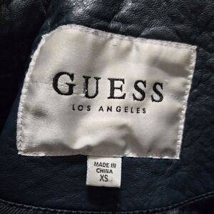 Guess- Navy blue leather bomber jacket ✨️